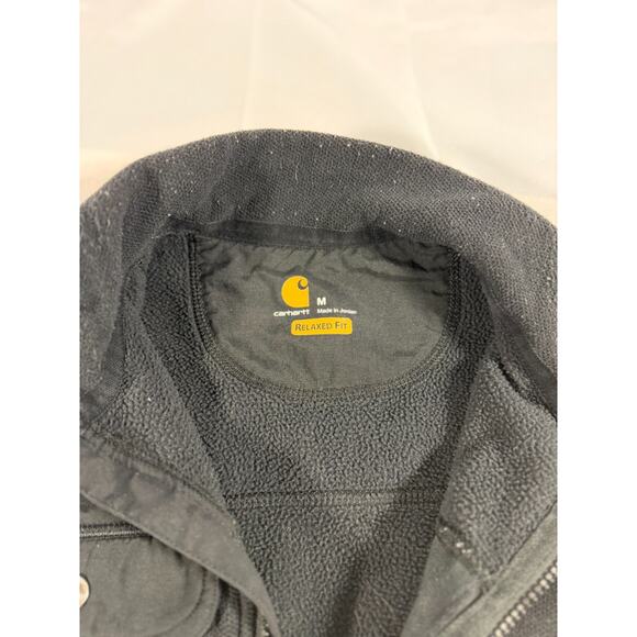 Carhartt 106378 Men’s Black Relaxed Fit Midweight Fleece 1/4 Zip Sweater Size M - Picture 3 of 3